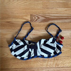 Juicy Couture y2k Striped Bikini Top with Cherry Accents